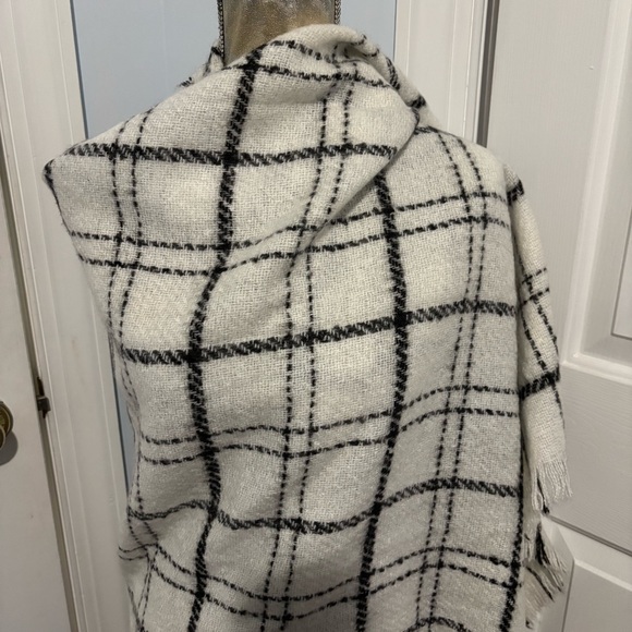 Windowpane Winter White, Black Extra Long/Wide Scarf/Wrap - Picture 8 of 10
